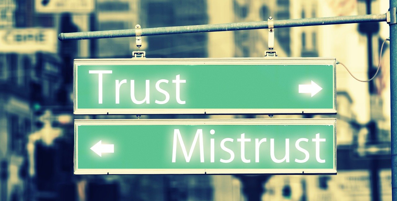 Trust and mistrust street signs image